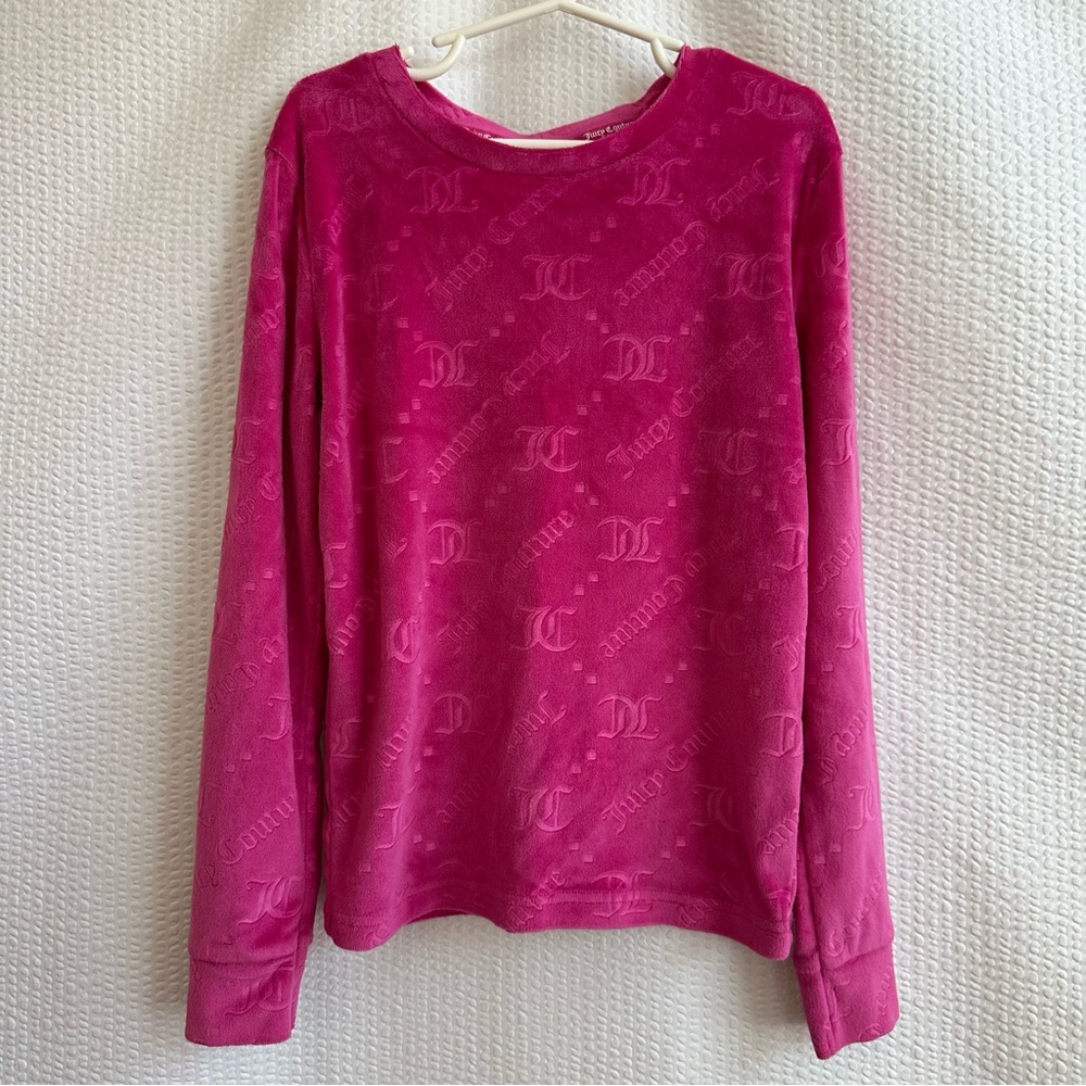 Juicy Couture Girls Pink Velour Pajama Long Sleeve Shirt Pant Set Size: 10 - Picture 2 of 4